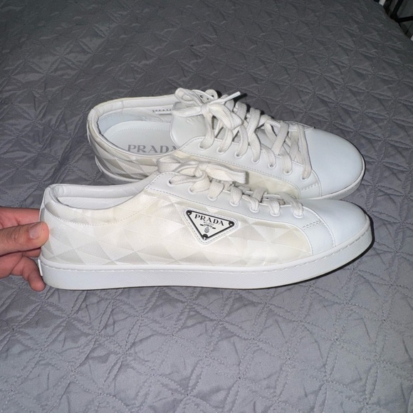 Prada Men's White Geometric Sneakers - Picture 1 of 4